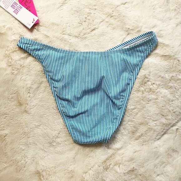 Lilly Pulitzer Pico High Cut Bikini Bottom Cumulus Blue Seersucker‎ Stripe NWT - Picture 5 of 7